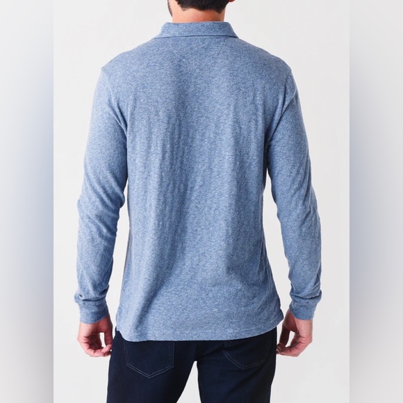 Faherty Men's Long Sleeve Luxe Heather in Flint Blue Heather Polo Size Small - Picture 13 of 14